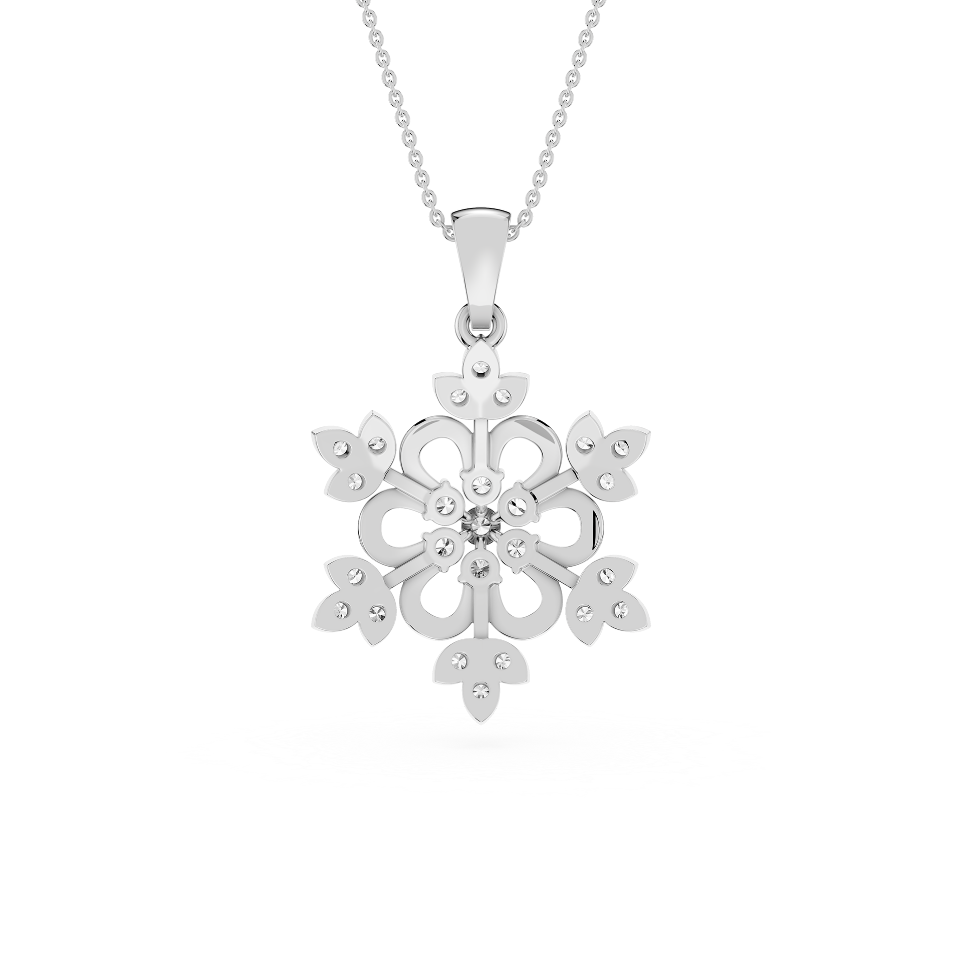 Round And Pear Lab Grown Floral Pendant Necklace