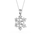 Round And Pear Lab Grown Floral Pendant Necklace