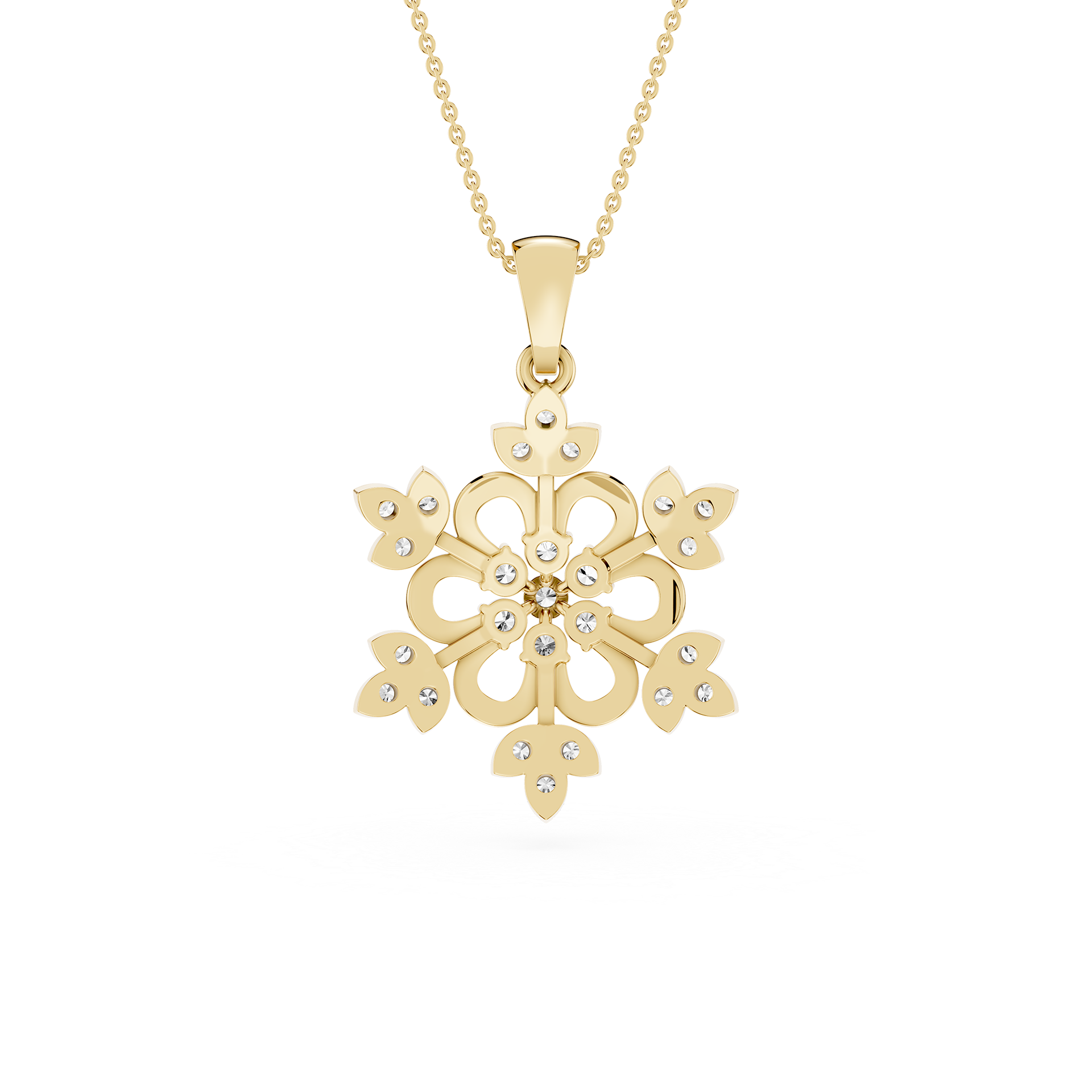 Round And Pear Lab Grown Floral Pendant Necklace