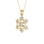 Round And Pear Lab Grown Floral Pendant Necklace