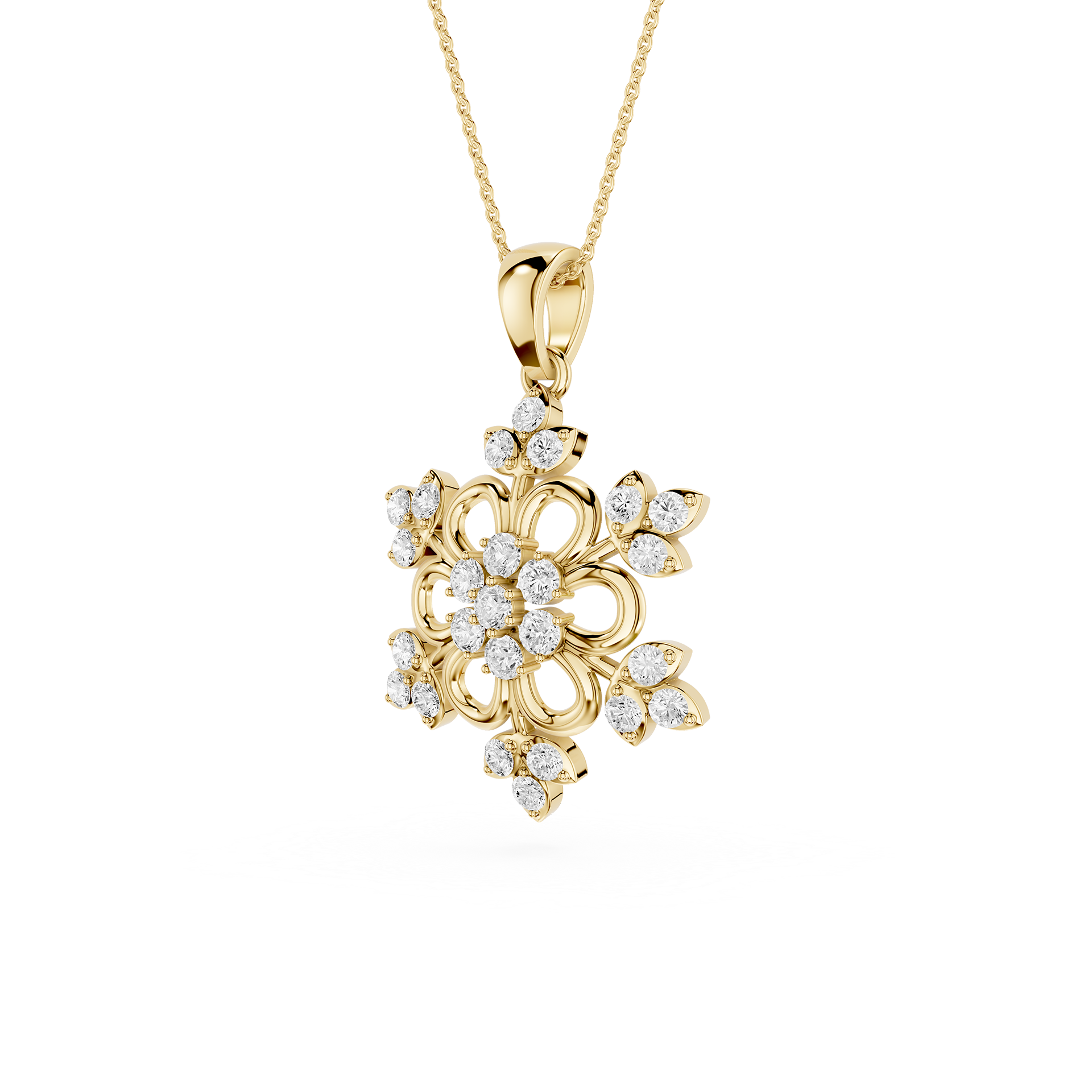 Round And Pear Lab Grown Floral Pendant Necklace