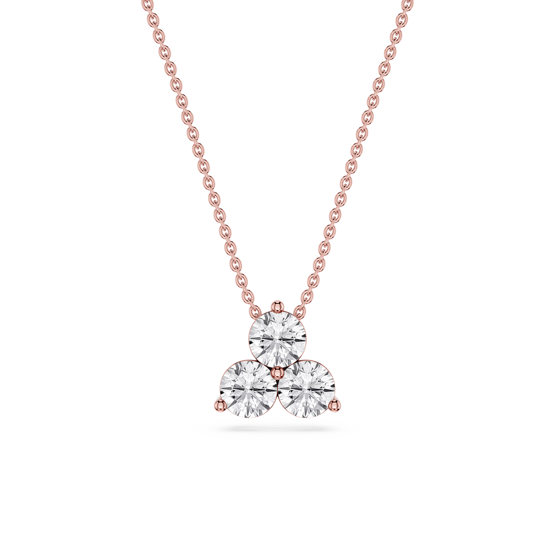 Round Lab Grown Diamond Three Stone Pendant Necklace