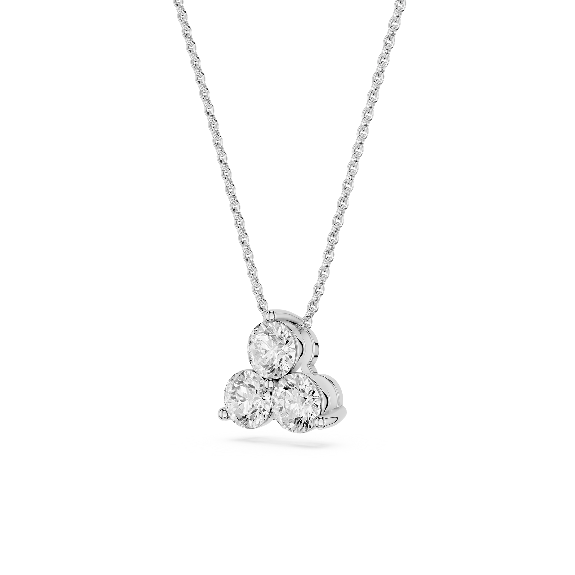 Round Lab Grown Diamond Three Stone Pendant Necklace