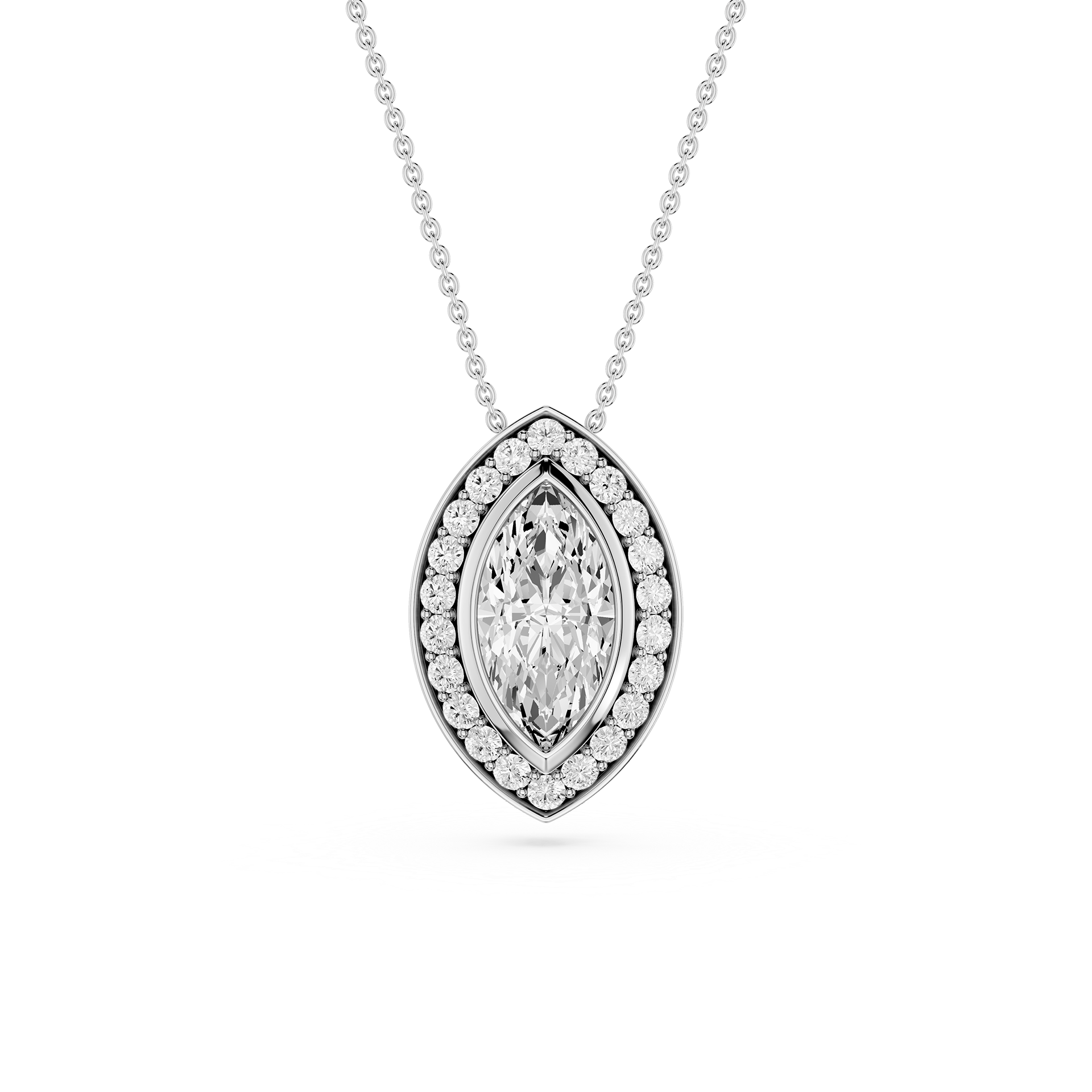 Marquise Lab Grown Diamond Halo Pendant Necklace