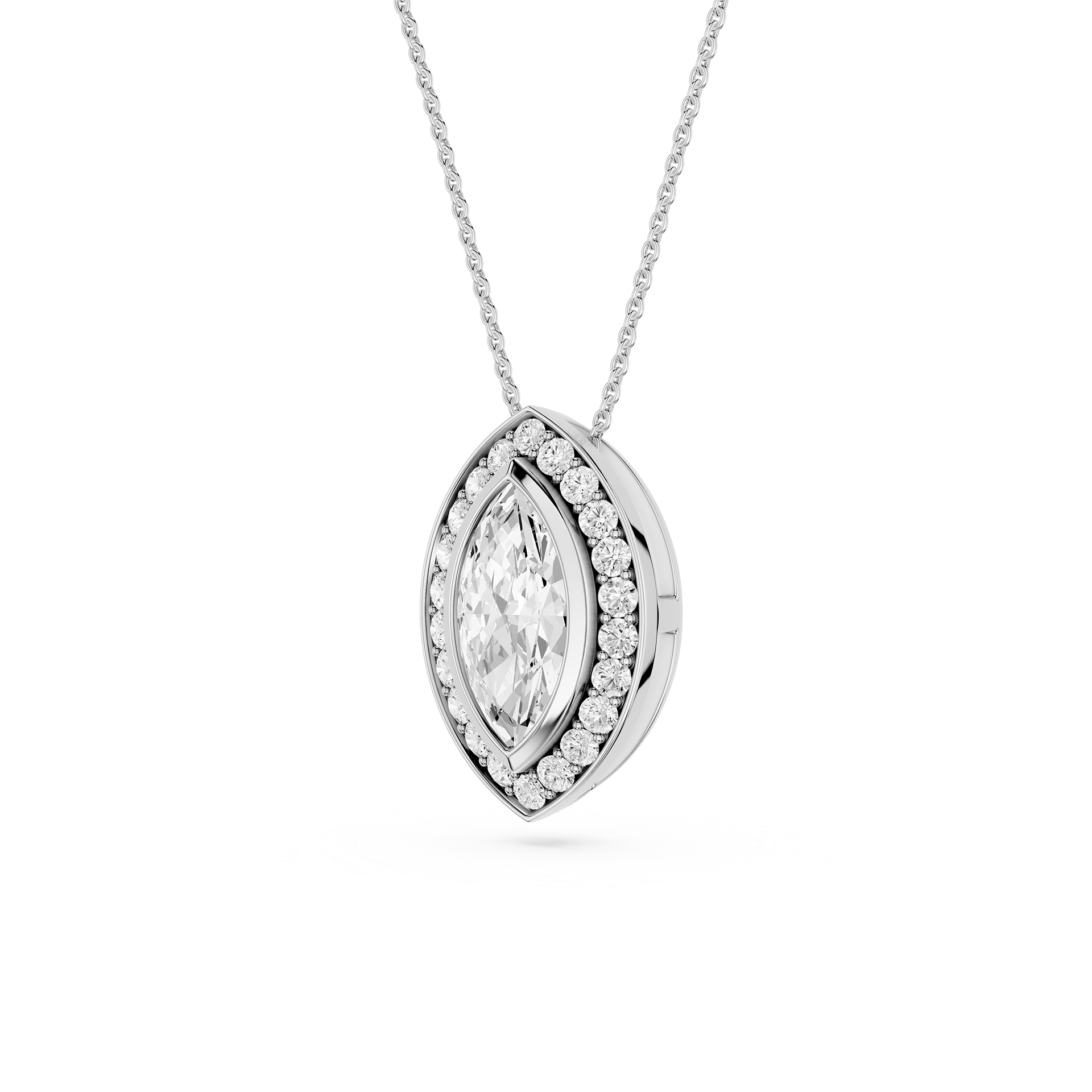 Marquise Lab Grown Diamond Halo Pendant Necklace
