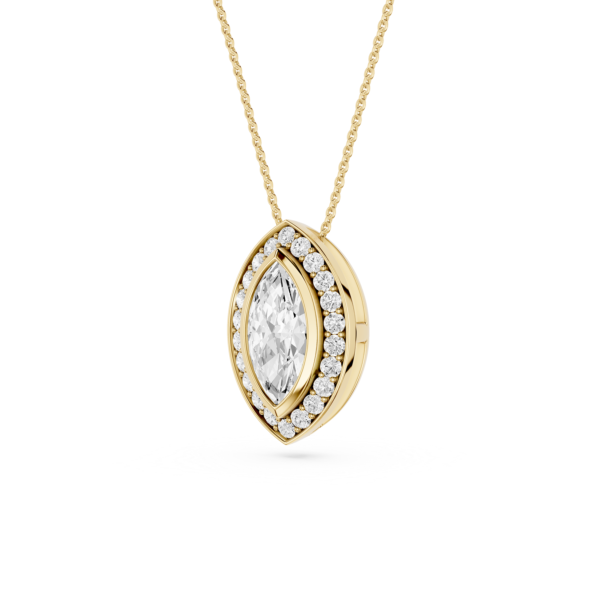 Marquise Lab Grown Diamond Halo Pendant Necklace