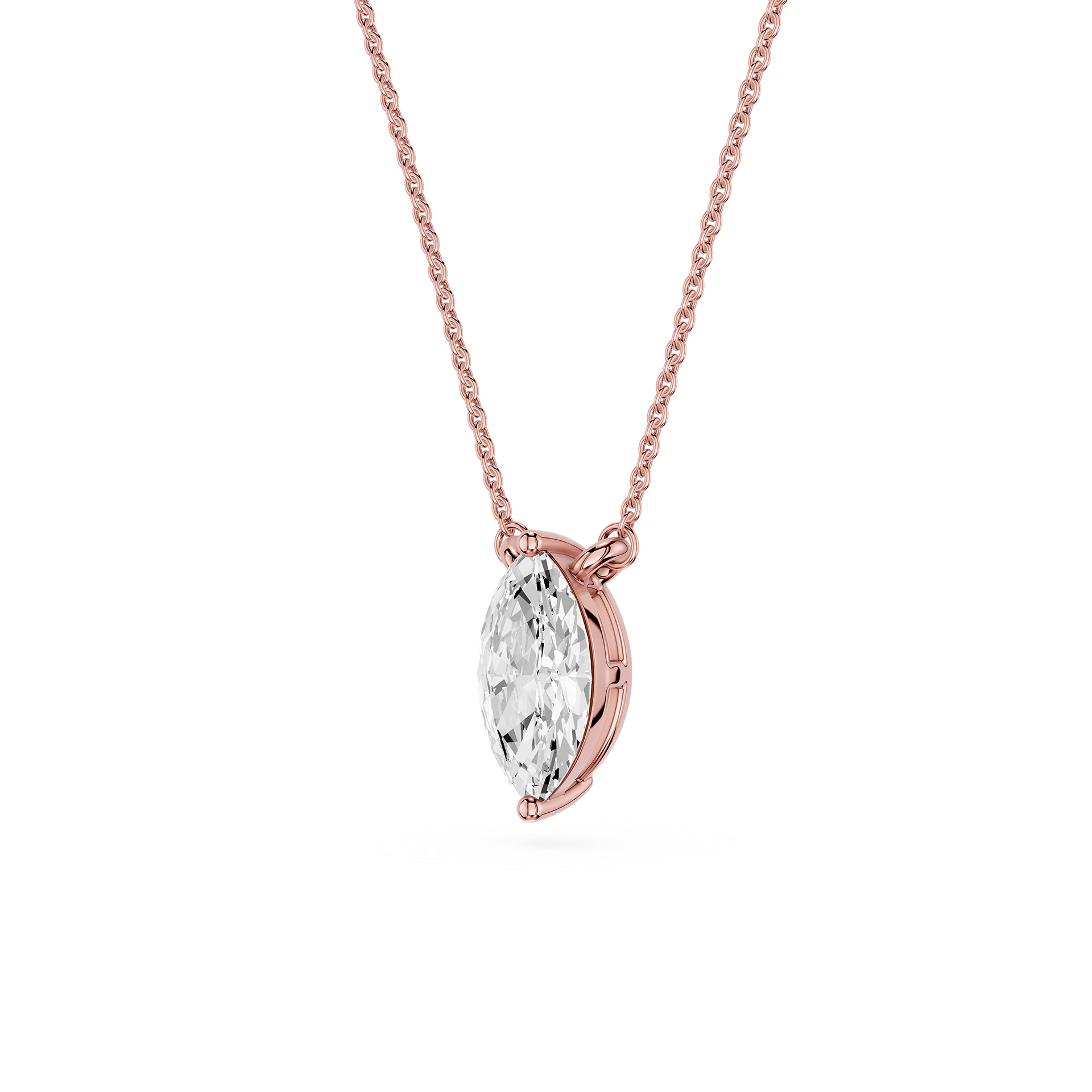 Marquise Cut Lab Grown Diamond Floating Pendant Necklace