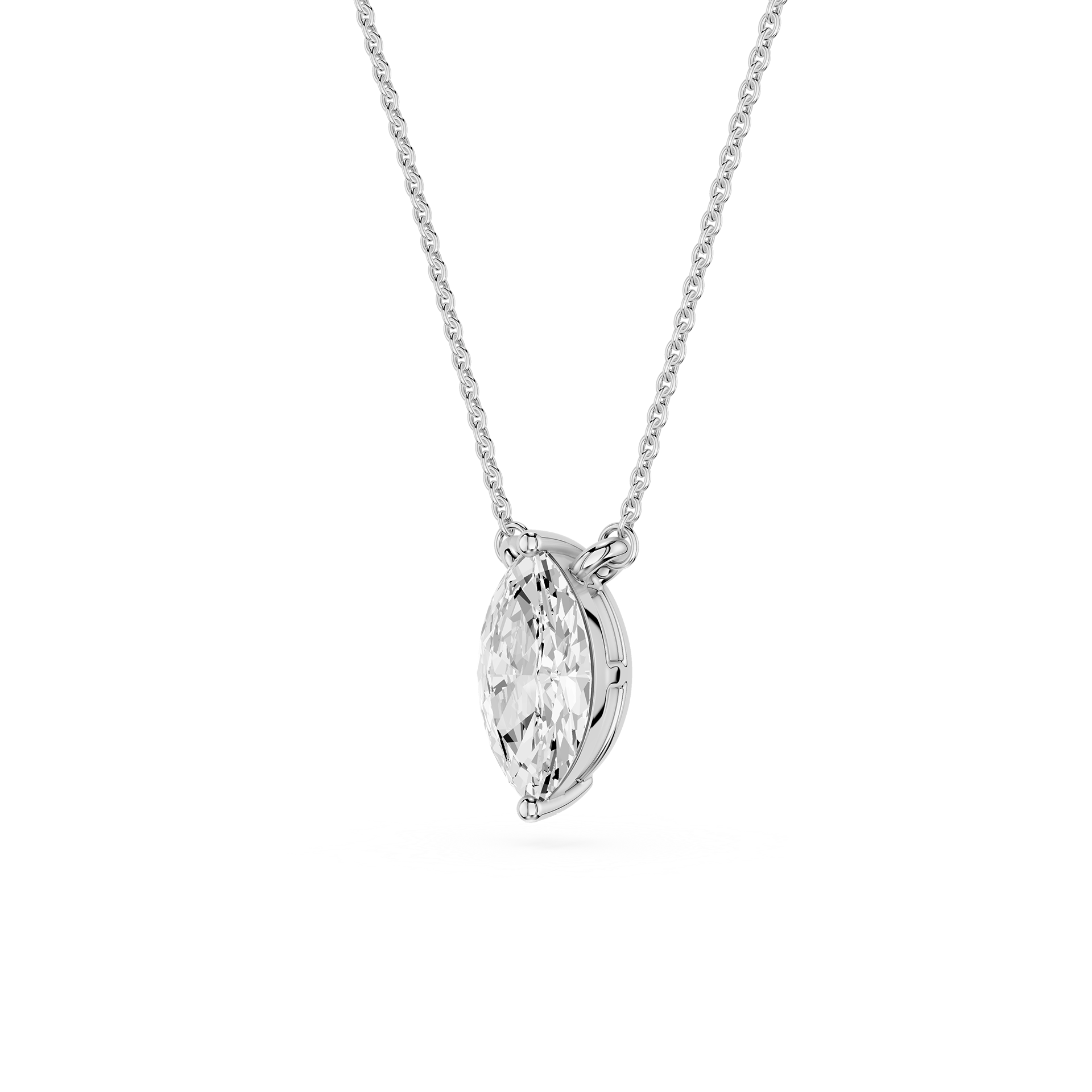 Marquise Cut Lab Grown Diamond Solitaire Pendant Necklace