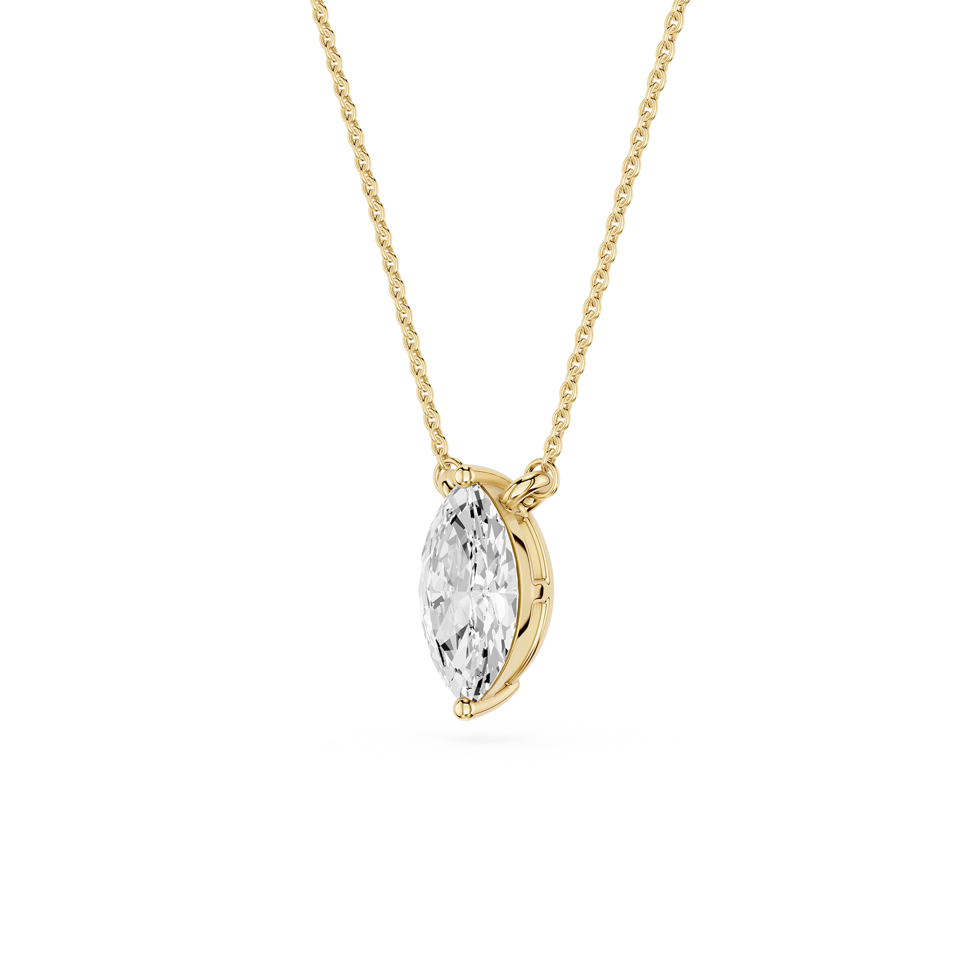 Marquise Cut Lab Grown Diamond Solitaire Pendant Necklace