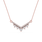 Round Lab Grown Diamond Chevron Bar Necklace
