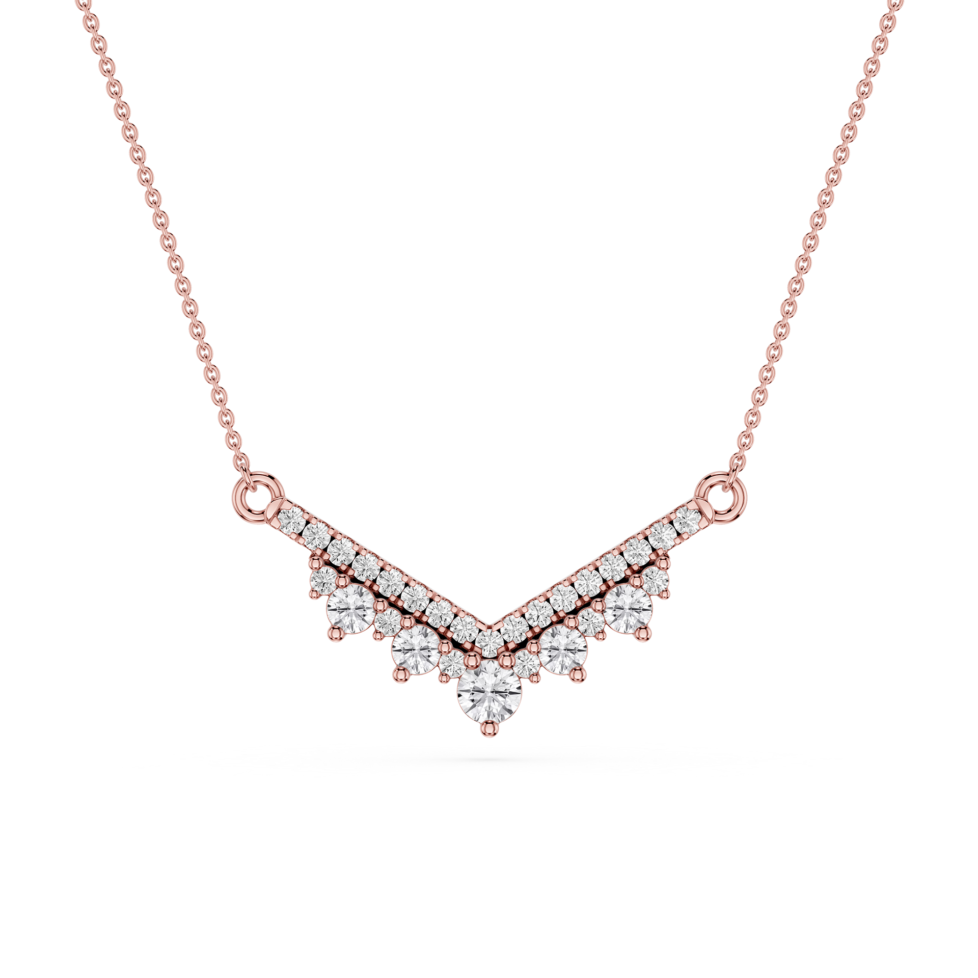 Round Lab Grown Diamond Chevron Bar Necklace