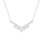 Round Lab Grown Diamond Chevron Bar Necklace
