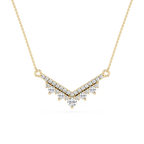 Round Lab Grown Diamond Chevron Bar Necklace