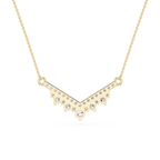 Round Lab Grown Diamond Chevron Bar Necklace
