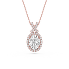 Oval Lab Grown Diamond Halo Pendant Necklace
