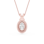 Oval Lab Grown Diamond Halo Pendant Necklace