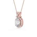 Oval Lab Grown Diamond Halo Pendant Necklace