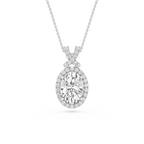 Oval Cut Lab Grown Diamond Infinity Halo Pendant Necklace