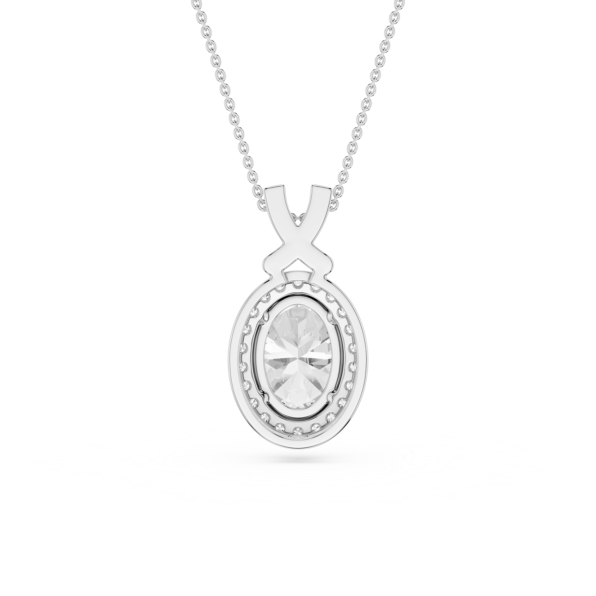 Oval Cut Lab Grown Diamond Infinity Halo Pendant Necklace