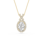 Oval Lab Grown Diamond Halo Pendant Necklace
