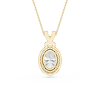 Oval Lab Grown Diamond Halo Pendant Necklace