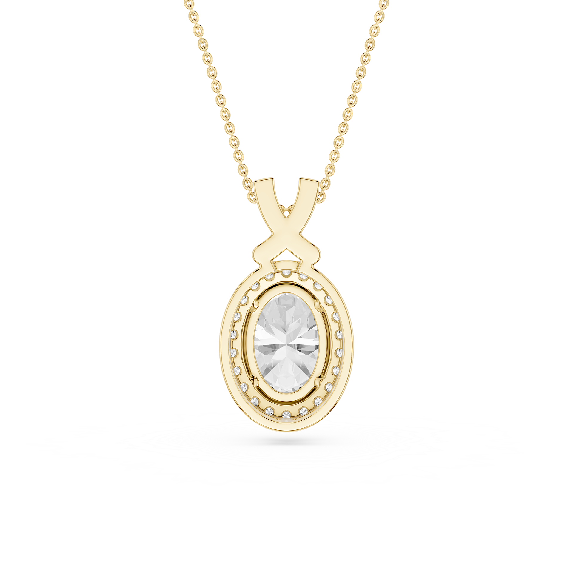 Oval Lab Grown Diamond Halo Pendant Necklace
