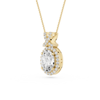 Oval Lab Grown Diamond Halo Pendant Necklace