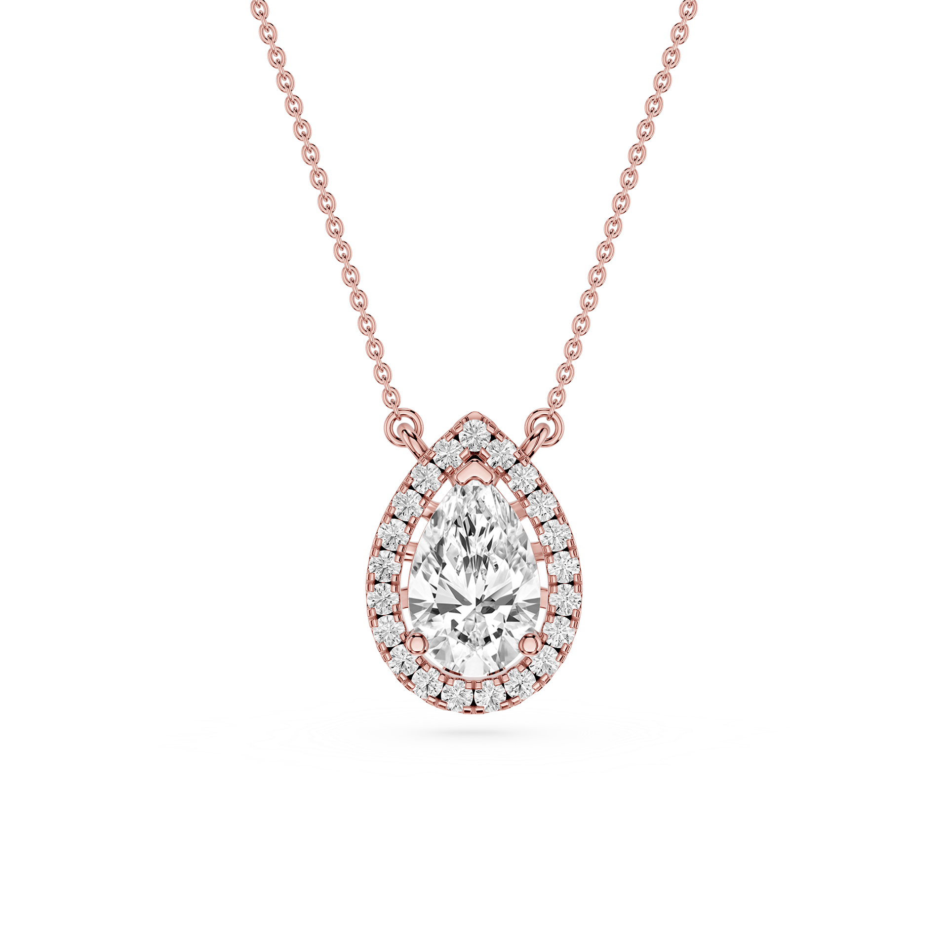 Pear Lab Grown Diamond Halo Pendant Necklace