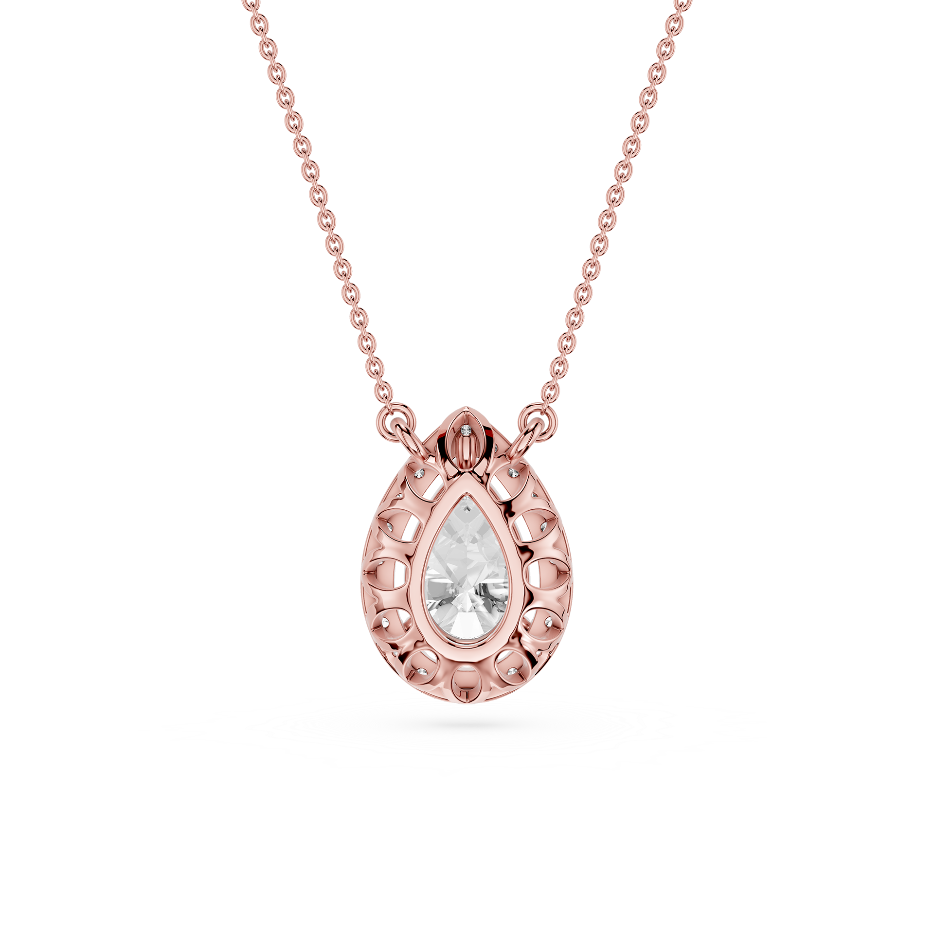 Pear Lab Grown Diamond Halo Pendant Necklace