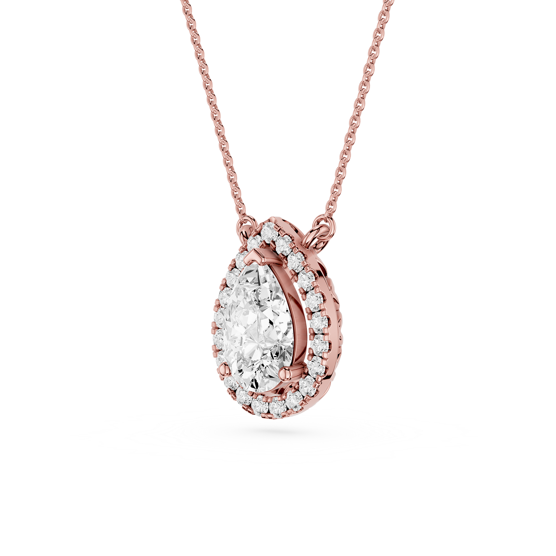 Pear Lab Grown Diamond Halo Pendant Necklace