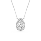 Pear Lab Grown Diamond Halo Pendant Necklace