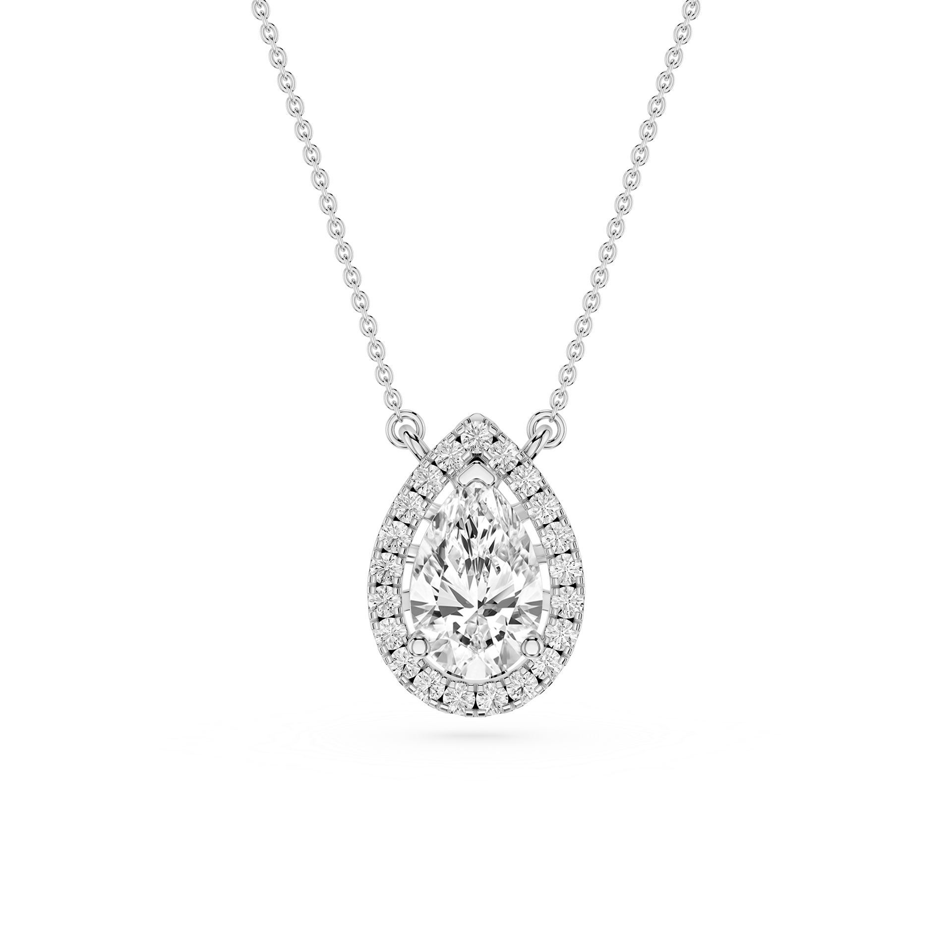 Pear Lab Grown Diamond Halo Pendant Necklace