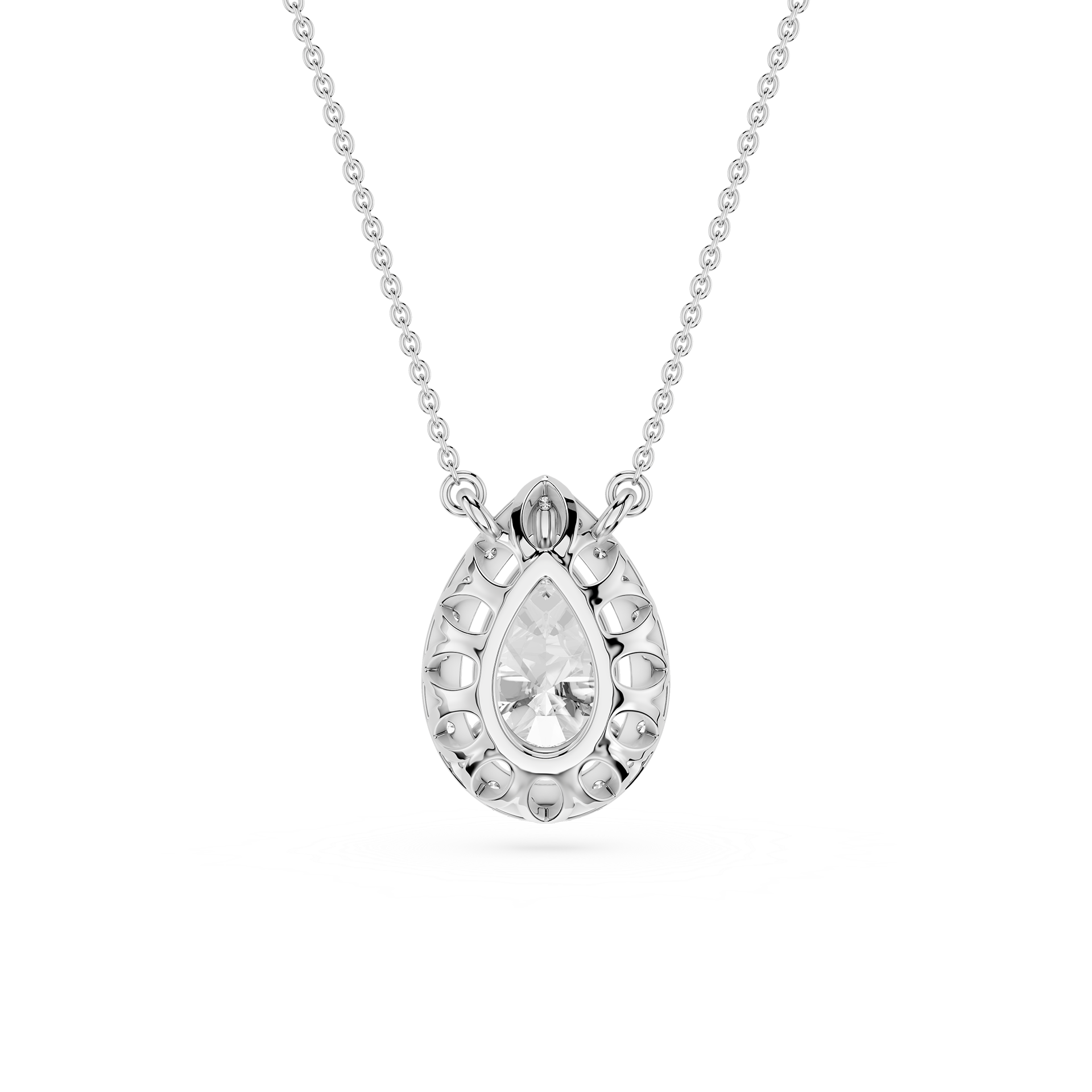 Pear Lab Grown Diamond Halo Pendant Necklace