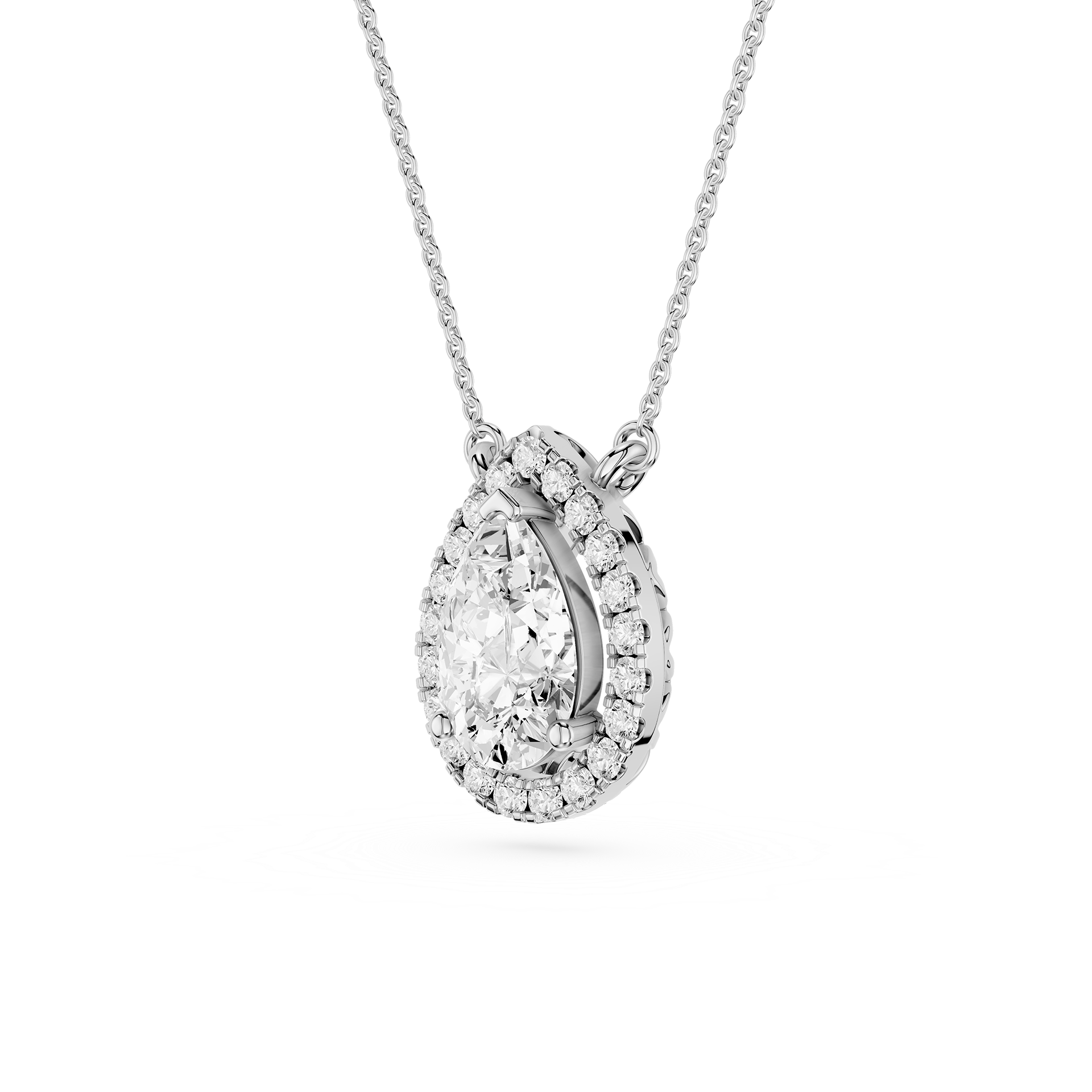 Pear Lab Grown Diamond Halo Pendant Necklace