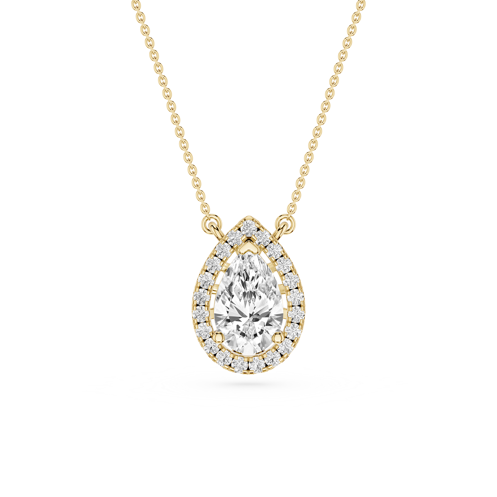 Pear Lab Grown Diamond Halo Pendant Necklace