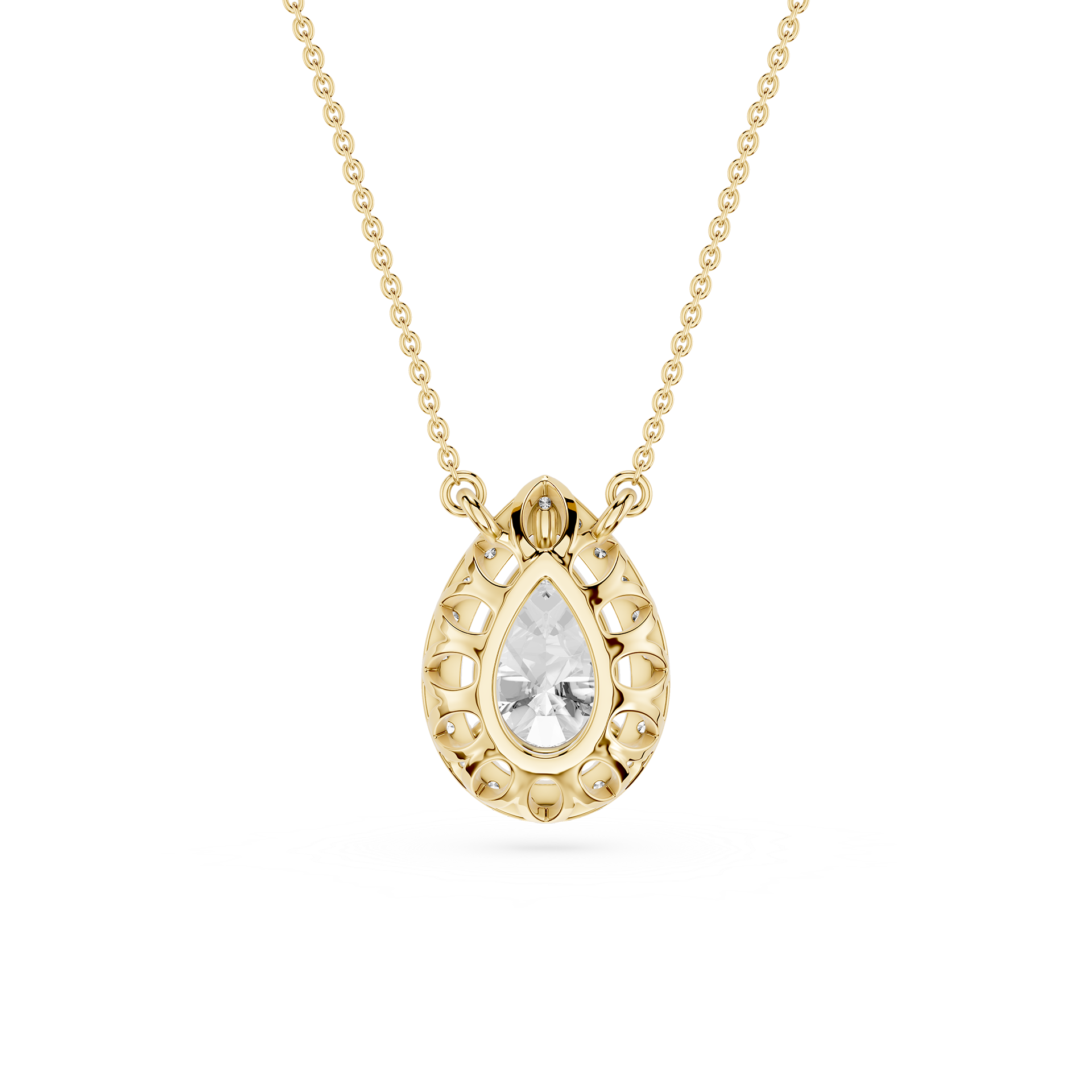 Pear Lab Grown Diamond Halo Pendant Necklace