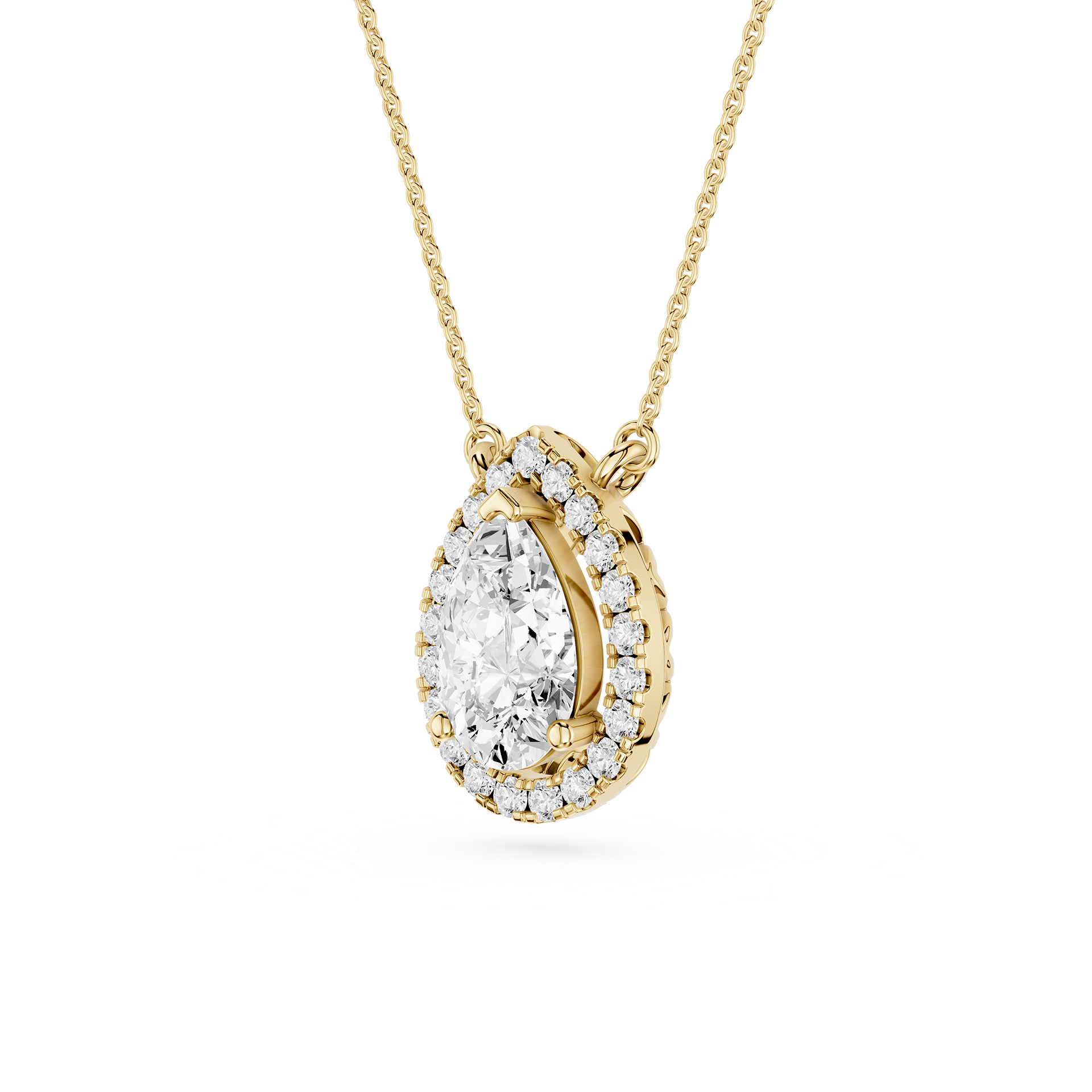 Pear Lab Grown Diamond Halo Pendant Necklace