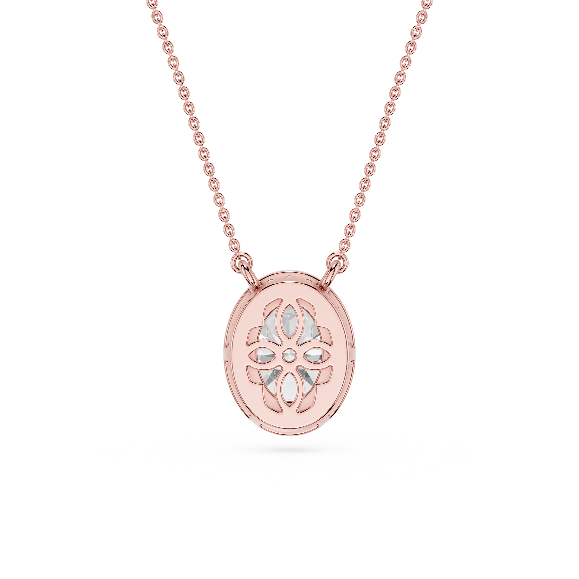 Oval Cut Lab Grown Diamond Halo Pendant Necklace