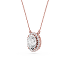 Oval Cut Lab Grown Diamond Halo Pendant Necklace