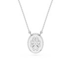 Oval Cut Lab Grown Diamond Halo Pendant Necklace
