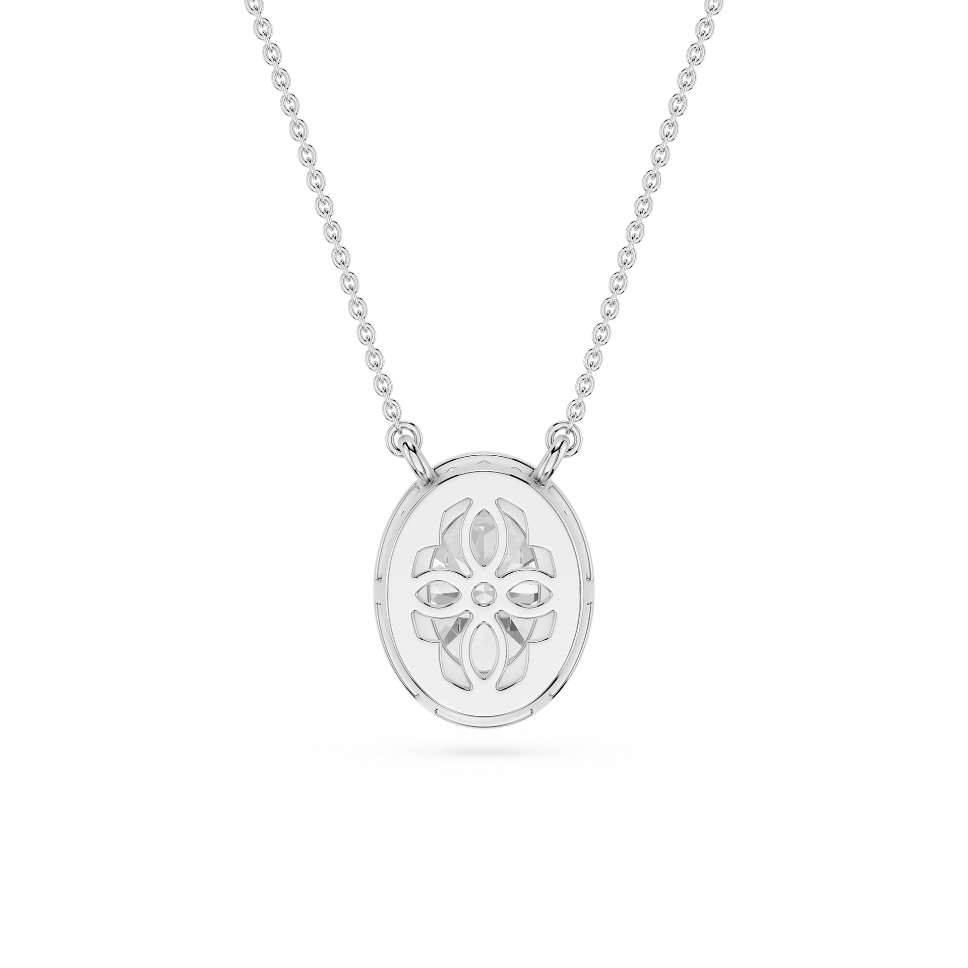 Oval Cut Lab Grown Diamond Halo Pendant Necklace