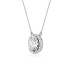 Oval Cut Lab Grown Diamond Halo Pendant Necklace