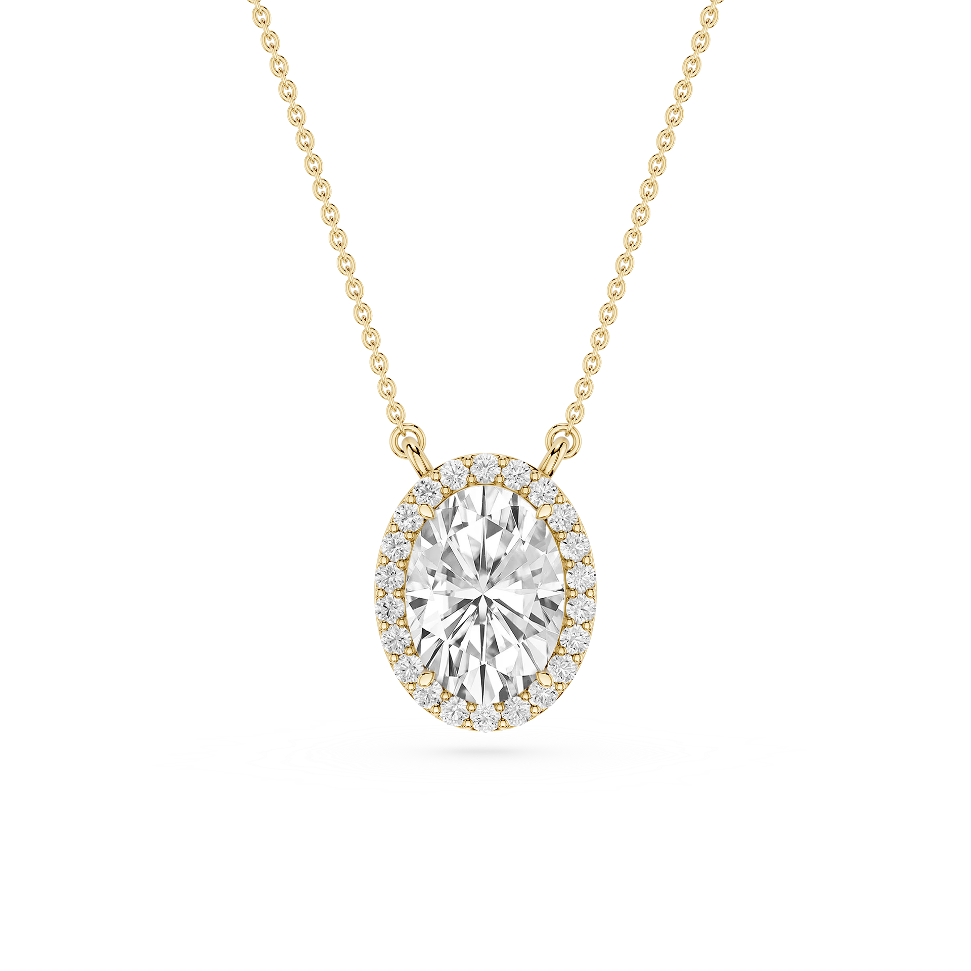 Diamond necklace on a white background