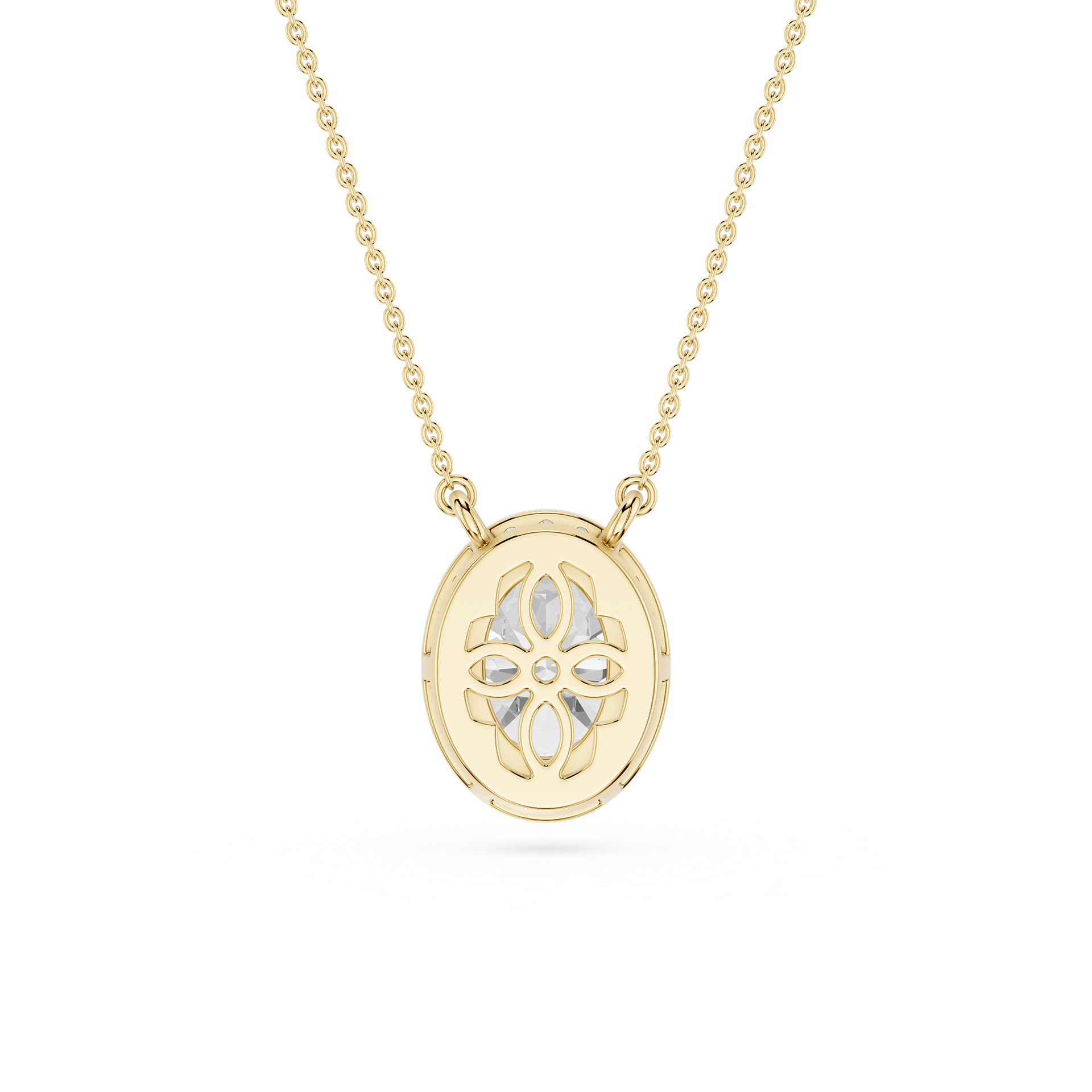Oval Cut Lab Grown Diamond Halo Pendant Necklace