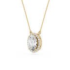 Oval Cut Lab Grown Diamond Halo Pendant Necklace