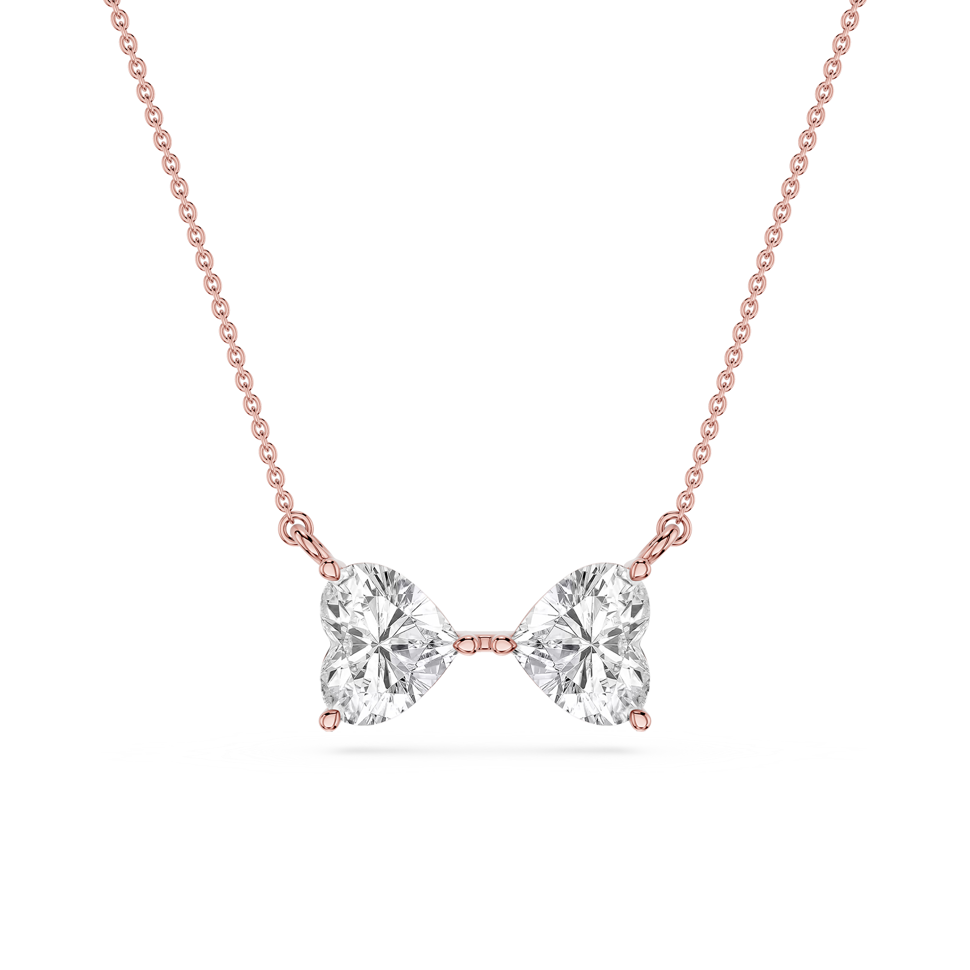 Heart Cut Lab Grown Diamond Toi et Moi Pendant