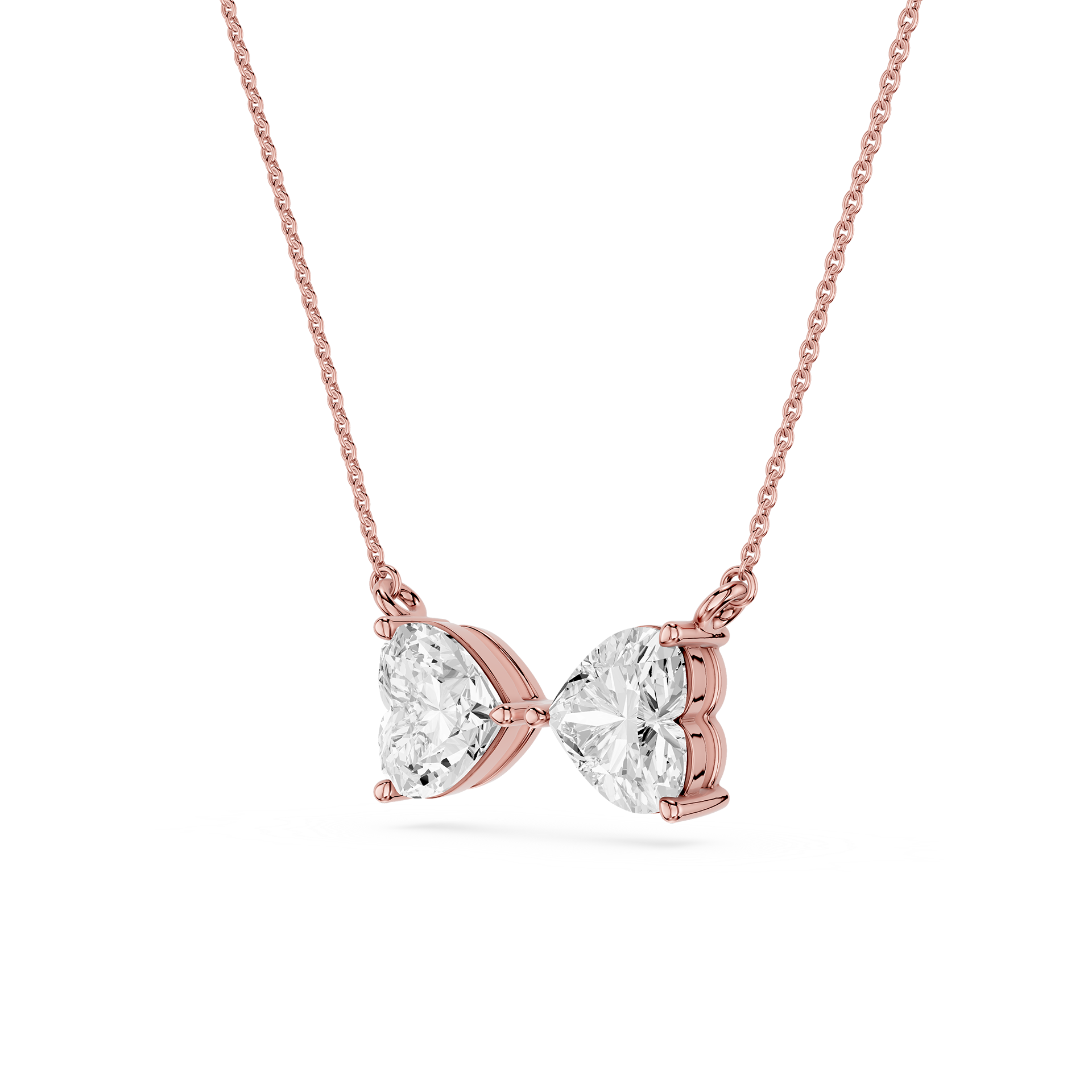 Heart Cut Lab Grown Diamond Toi et Moi Pendant
