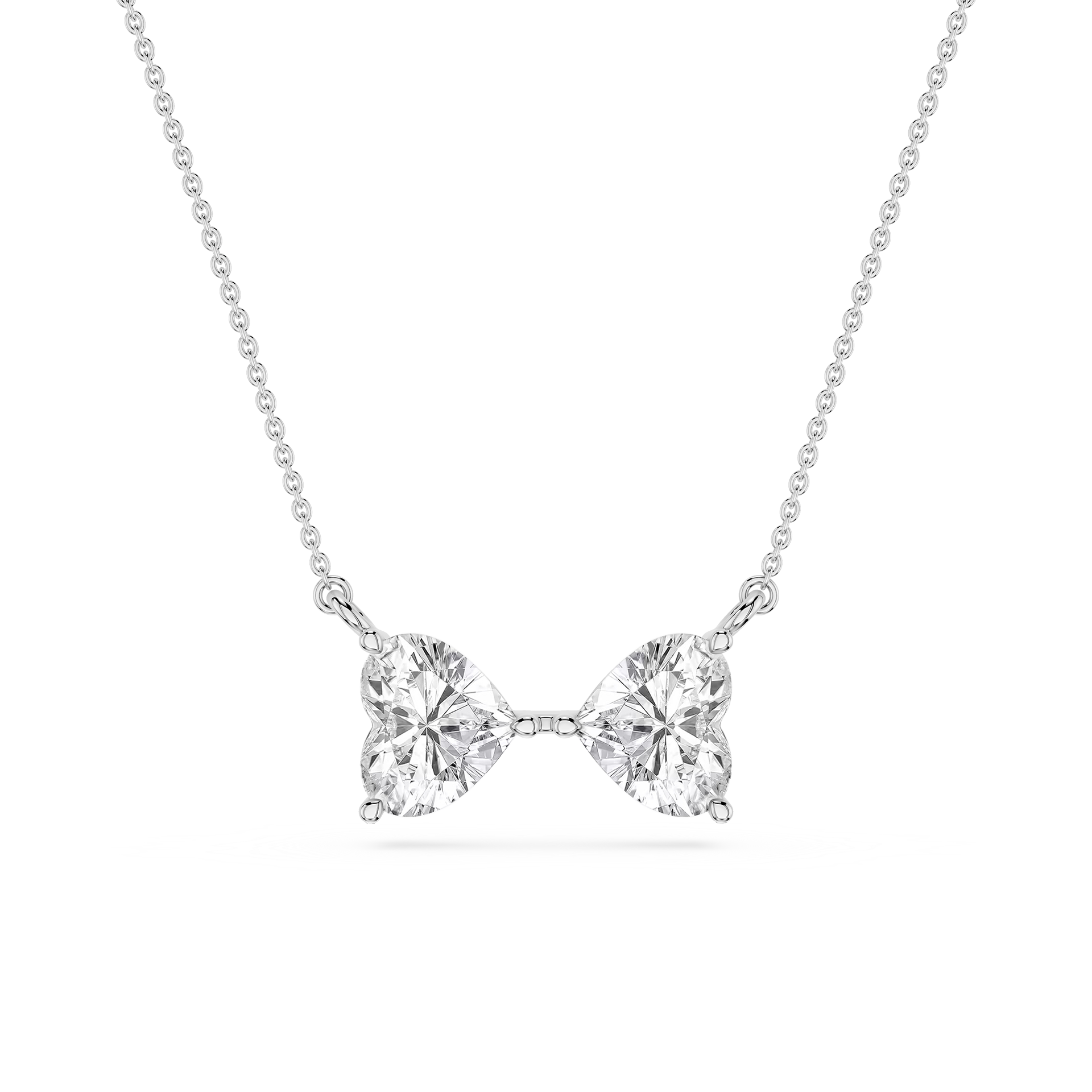 Heart Cut Lab Grown Diamond Toi et Moi Pendant