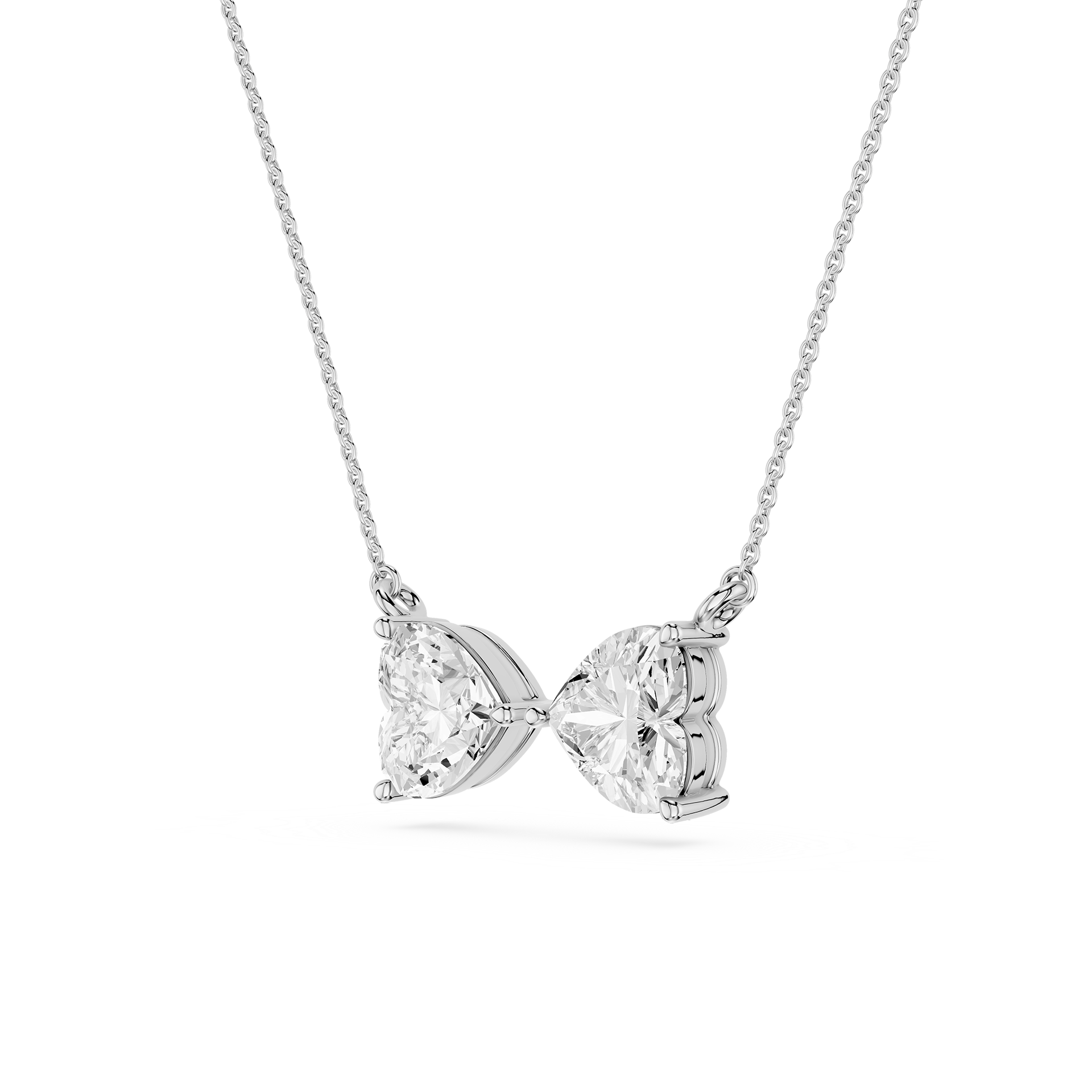Heart Cut Lab Grown Diamond Toi et Moi Pendant