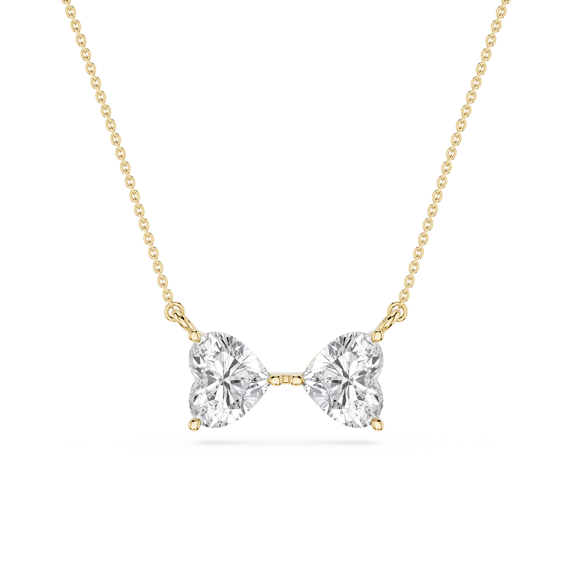 Diamond necklace with bow design on a white background